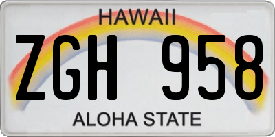HI license plate ZGH958