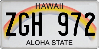 HI license plate ZGH972