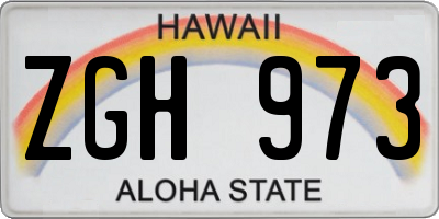 HI license plate ZGH973