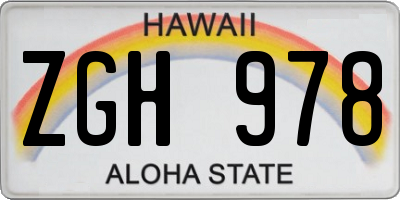 HI license plate ZGH978