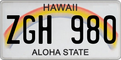 HI license plate ZGH980