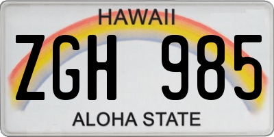 HI license plate ZGH985