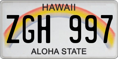 HI license plate ZGH997