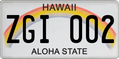 HI license plate ZGI002