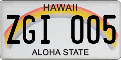 HI license plate ZGI005