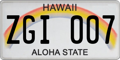 HI license plate ZGI007