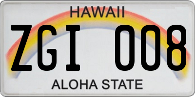HI license plate ZGI008