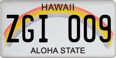 HI license plate ZGI009