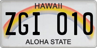 HI license plate ZGI010