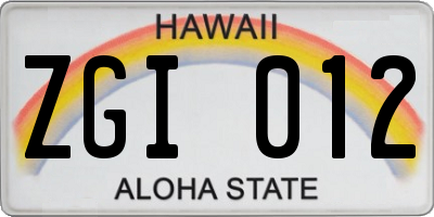 HI license plate ZGI012