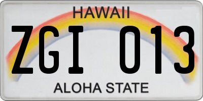 HI license plate ZGI013