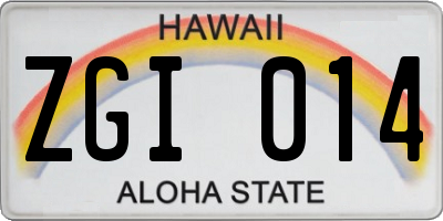 HI license plate ZGI014