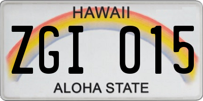 HI license plate ZGI015