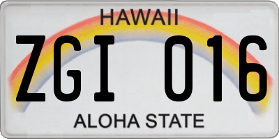 HI license plate ZGI016