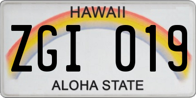 HI license plate ZGI019