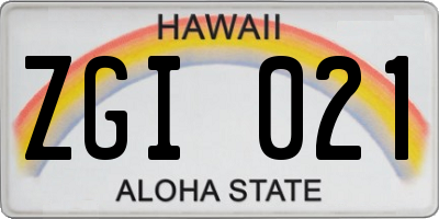 HI license plate ZGI021