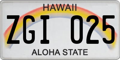 HI license plate ZGI025