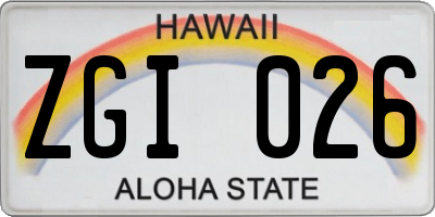 HI license plate ZGI026