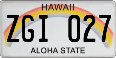 HI license plate ZGI027