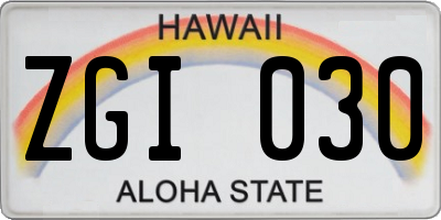 HI license plate ZGI030