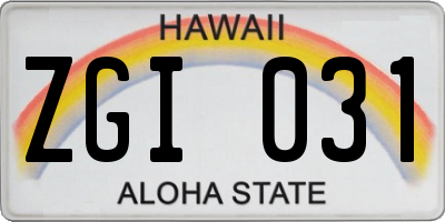 HI license plate ZGI031