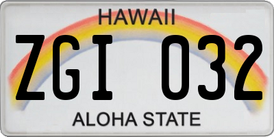 HI license plate ZGI032