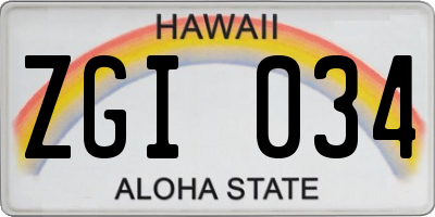 HI license plate ZGI034
