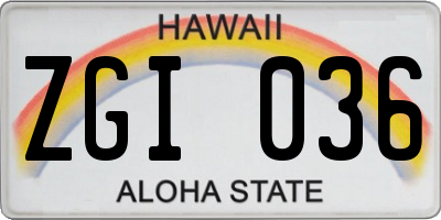 HI license plate ZGI036