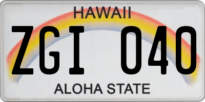 HI license plate ZGI040