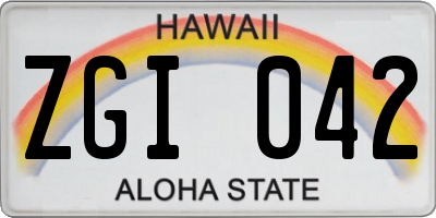 HI license plate ZGI042