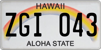 HI license plate ZGI043