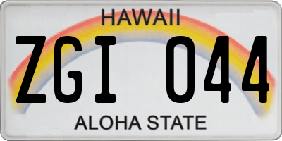 HI license plate ZGI044