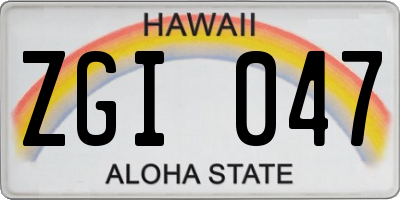 HI license plate ZGI047