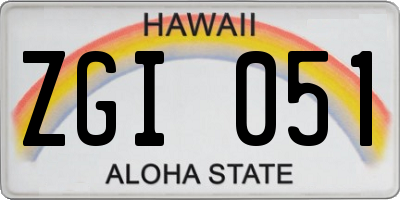 HI license plate ZGI051