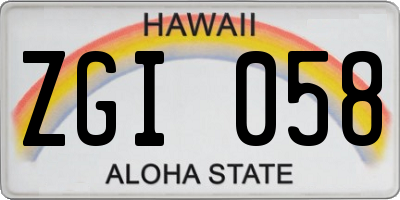 HI license plate ZGI058