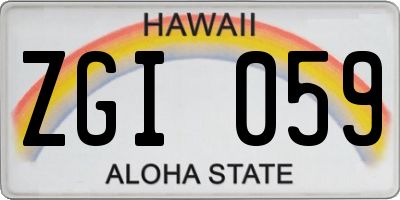 HI license plate ZGI059