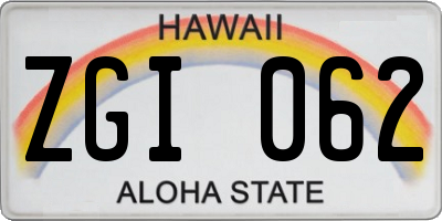 HI license plate ZGI062