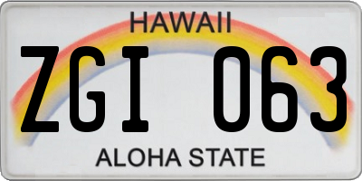 HI license plate ZGI063