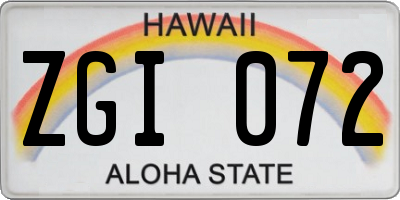 HI license plate ZGI072