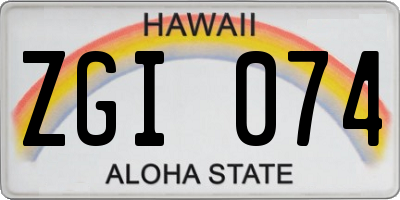 HI license plate ZGI074