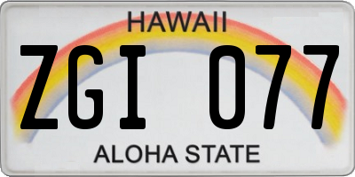 HI license plate ZGI077