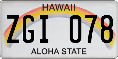 HI license plate ZGI078