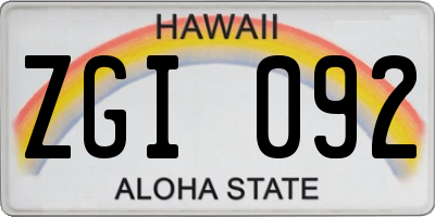 HI license plate ZGI092