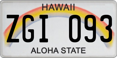 HI license plate ZGI093