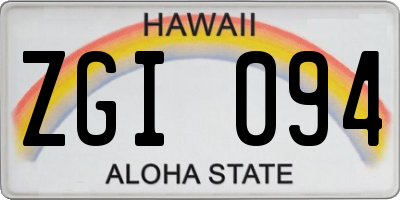 HI license plate ZGI094