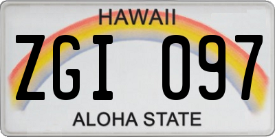 HI license plate ZGI097