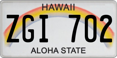 HI license plate ZGI702