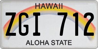 HI license plate ZGI712