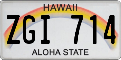 HI license plate ZGI714