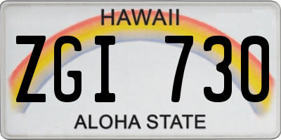 HI license plate ZGI730